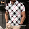 Polos pour hommes Été Hommes À La Mode Plaid Imprimer Polo Mâle À Manches Courtes Vêtements Tops T-shirts Casual Zipper Col À Revers T-shirt