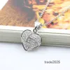 Shape Heart Pendant Necklace S Sier Plated Full Diamonds Stone Women Girls Lady Wedding Jewelry