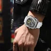 Horloges Mechanisch horloge voor heren Holle vierkante Tourbillon Volautomatische transparante waterdichte klok roestvrij staal