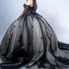 Black Ball Gown Quinceanera Dress 2024 Tulle Appliques Flowers Beads Ruffles With Cape Sweet 15 16 Years Birthday Party Formal