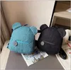 Mochila de pelúcia bolsa feminina outono e inverno nova versão coreana do Instagram super fogo fofo orelha de urso mochila menina pai-filho bolsa HKD240112