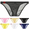 Mutande da uomo Intimo sexy traspirante Slip da uomo in seta di ghiaccio Mutandine senza cuciture Bikini Solido Vita bassa Lingerie morbida