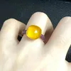 Cluster Rings 12.6mm Flat Honey Crystal Ring For Women Candy With Purple Zircon Black Gun Plated Party Jewelry Birthday Gift