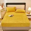 ボネジョイ冬の暖かいベッドシート黄色のタフベルベットフリースベッドリネンシングルプラッシュドラップデライト2ペンセンス厚いベッドカバー240111