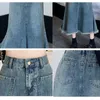 Kvinnor denim långa kjolar sommar vintage kjol sida delad koreansk blå jean 240112
