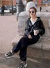 Tute da donna Pagliaccetti Tute solide per donna Maniche lunghe Con cappuccio Pantaloni larghi Harajuku dritti Casual Denim Abbigliamento da lavoro Stile coreano Tute vintageL240111