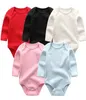 Bebê menina meninos macacão 5pcslots recém-nascido sleepsuit infantil roupas de bebê manga longa macacões cor sólida unisex bebê custome 2011273567344