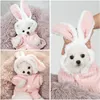 Hondenkleding Leuke verdikte oren Warm kattenjack Modieus roze Zoete huisdierenkleding Effen losse designerkleding voor kleine honden