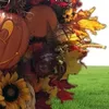 ハロウィーンの装飾カボチャの玄関のためのハロウィーンの装飾fallカボチャの花輪人工メイプル秋の秋の収穫休日装飾Y09019697947