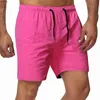 Mäns shorts sommarstrandbräda shorts män simma stammar korta byxor manliga sport baddräkter varmrosa fasta sport män underkläder maskulino shorts 240227