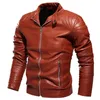 Street Trendy Leather Jacket Men Autumn Winter Mens Coats Biker Vintage Windbreaker Fleece Motorcykel PU Läderjacka Casual 240111