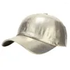 Ball Caps Unisex Rimpel Gebarsten Kunstleer Honkbal Glanzend Metallic Voor Snapback Hoed