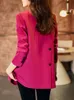 Arrivée automne hiver femmes dames Blazer rose noir café femme à manches longues solide décontracté veste manteau 240112