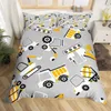 Truck Excavator Däcke Cover Set Queen Size for Kids Nursery Cartoon Tractor Engineering Vehicle Construction Theme Bedding Set 240111