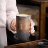 マグカップミルクカップ粗い陶器レトロスタイルアートコーヒーティーマグクリエイティブグレイスフルデザインギフトホームドリンクウェア熱抵抗230ml