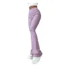 Женские брюки, женские повседневные расклешенные штаны, высокая эластичная талия для йоги с подолом, мягкая теплая ткань на осень-зиму
