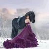 Gown Purple Ball Quinceanera Dresses 3D Flower Ruffles Beaded Vestido De 15 Anos Sweet 16 Princess Birthday Dress