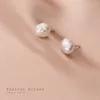 Pendientes de tuerca con forma Irregular barroca de perlas naturales de agua dulce, joyería de estilo Simple de plata esterlina 925 de 7-8mm, regalo para mujer