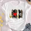 Maglietta da donna con stampa Love Heart Maglietta casual girocollo manica corta per abbigliamento da donna primavera estate Top femminili T-shirt