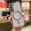 Magnetic Mobile Phone Cases for Samsung Galaxy S24 S23 Ultra S22 Plus Wireless Charging Camera Lens Protection Soft TPU Shockproof Cover Iphone 15 14 13 12 Pro