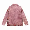 Men's Jackets Vintage Washed Worn Jean Jaet for Mens 2023 Oversized Embroidery Flower Patchwork Denim Jaet Distressed Couple Outerwearyolq