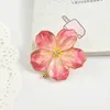 Brooches Fashionable And Exquisite Pink Alloy Jewelry Rhinestone Drop Oil Enamel Colored Flower Pin For Women's Plum Blossom Corsage