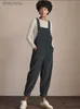 Women's Jumpsuits Barboteuses Vintage en velours côtelé combinaisons femmes décontracté jarretelles jambes larges combishorts barboteuses pantalon automne hiver ClothesL240111