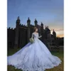 Stunningbride 2024 Princess Sparkly Ball Gown Wedding Dresses White Fashion Off Shoulder Lace Beading Long Sleeve Bridal Gowns Custom Made