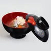 Dinnerware Sets 2pcs Japanese Rice Bowl Traditional Plastic Reusable Small Miso Soup With Lid