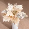 Dekorativa blommor Simulering Julblomma Glitter Sequins Fabric Artifical Diy Tree Xmas Ornaments Decoration Party Supplies