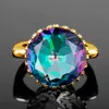 Sterling Silver 925 Mystic Topaz Ring Taşlı Kadınlar 1515mm Yuvarlak Partisi Lüks Takı Doğum Taşı Gem Hediye Kadın Trend 240112