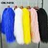 CM.YAYA Solid Faux Fur Coats for Women Full Sleeve O-neck Open Stitch Covered Button Fur Jackets Winter Autumn Warm Fashion 240112