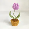 Decorative Flowers Finished Rose Sunflower Daisy Potted Crochet Knitting Woolen Thread Flower For Women Christmas Birthday Gift Home