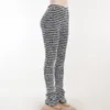 Calças femininas S-2XL na moda casual outono inverno colorido listrado cor bloqueando mulheres magras empilhadas leggings corredores plissados