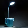 Lampes de nuit pliables en forme de Cactus, rechargeables par USB, support de rangement pour stylos, Protection des yeux pour étudiants, lampe de lecture