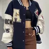 American Retro Letter Brodery Flocking Y2k Street Hiphop Baseball Uniform Jacket Female College Style Par Outfit 240112