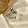 Stud Earrings Jewelry Hypoallergenic Screw Earring Stainless Steel Female Spiral Pearl Drop For Girls