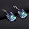 Earring Silver 925 Mystic topaz Earings Fashion Jewelry Bohemia Rectangle Gemstone Rainbow Topaz Wedding For Women 240112