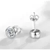 Studörhängen 925 Sterling Silver Piercing för män Kvinnor Fashion Shining 6.5mm Clear Cubic Zrconia Mini Round Earring Jewelry