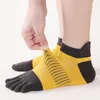 5 Pairs Ankle Sport Toe Socks Cotton Bright Color SweatAbsorbing AntiBacterial Run Fitness Travel Finger 4 Seasons 240112