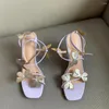 Sandals 2024 Summer Bow Knot Stiletto Heel Buckle Women's High Heeled Shoes