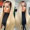 Brazilian Ombre Ash Blonde Lace Frontal Wig Lace Wigs for Black Girl Straight Simulation Human Hair Wig Preplucked HD Transparent Lace Lace Front Wig