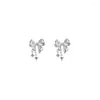 Dangle Earrings Korea Design Bowknot Zirkon Cross Pendant Fashion Temperament for Women Trendy Party Jewelryセット