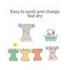 Elinfant Solid Color 4PCS One Size Washable Baby Cloth Diaper Waterproof Adjustable Pocket Nappy 240111