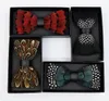 Men039s Feather Bow Tie Gift Boxed Handmade High End Performance Reception Banquet Set For Men In A Box Luxury Neck Ties6200049