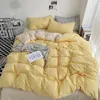 Ins Style Bedding Set Nordic Single Double Flat Sheet Duvet Cover Pillowcase Soft Microfiber Full Queen Size Bed Linen 240112