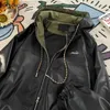 Gmiixder Streetwear leren jassen voor mannen en vrouwen Losse capuchon High-end PU-leren jas Retro motorfiets honkbaluniformen 240112