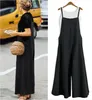 Women's Jumpsuits Rompers Summer Cotton Linen Jumpsuits Woman Casual Loose Straps Wide Leg Pants Fashion Sleeveless Oversized Jumpsuits Plus Size S-5XLL240112