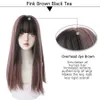 7JHH WIGS Highlighted Grey Black Kinky Straight Synthetic Wigs With Fluffy Bangs For Women Daily Wear Toupee Heat-Resistant Hair 240111