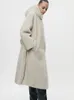 RR2833 Cappotti di pelliccia sintetica X-lunghi con cappuccio Inverno caldo giacche di pelliccia di visone finto Bottoni a pressione sul davanti Giacca di pelliccia da donna Cintura in vita 240112